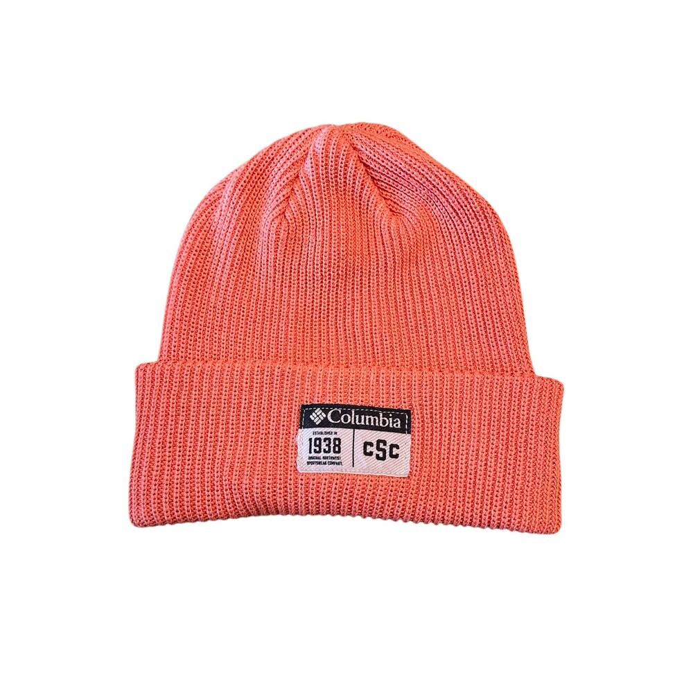 Columbia Lost Lager Il Beanie Faded Peach Varsity Patch Orange